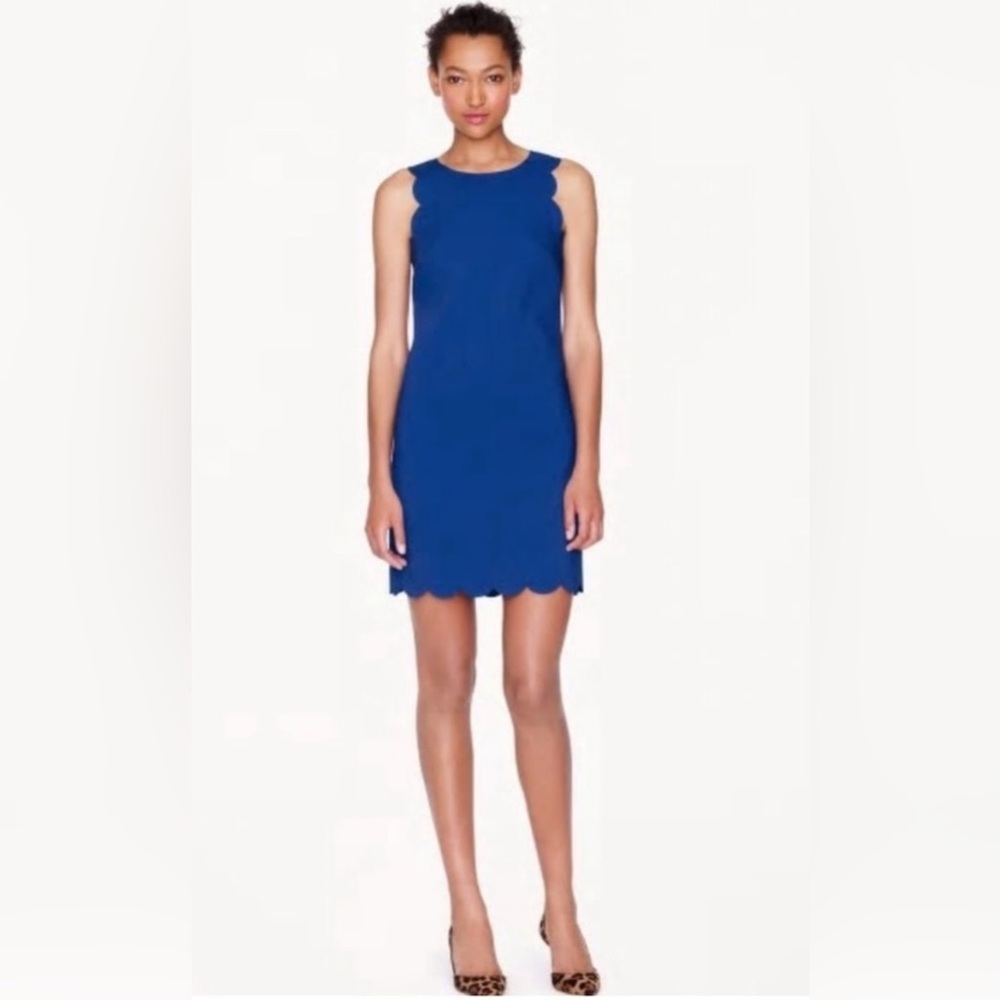 J Crew Scalloped Cobalt Blue Sleeveless Dress